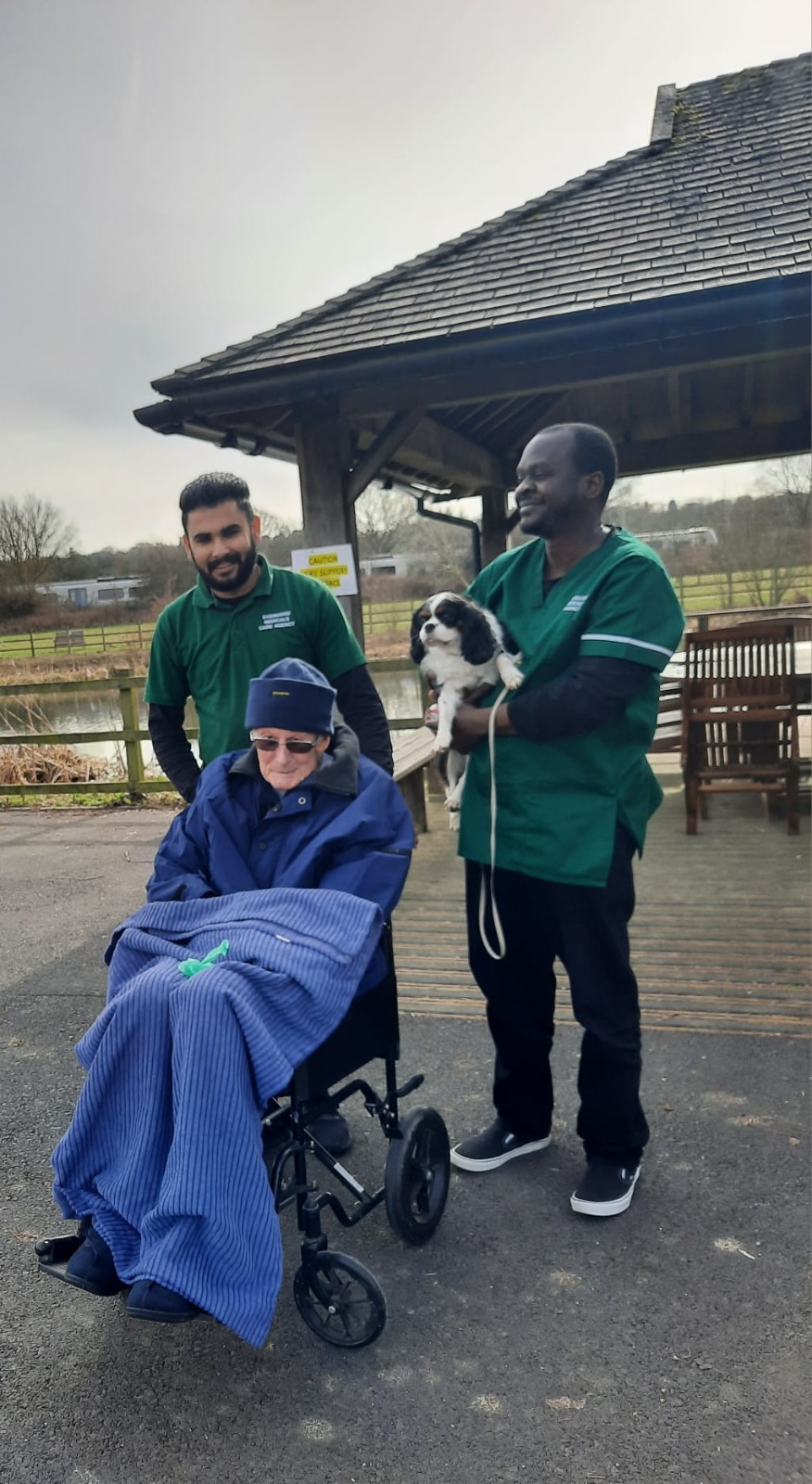 Evergood Medicals carers supporting an elderly client on a day out in Crawley